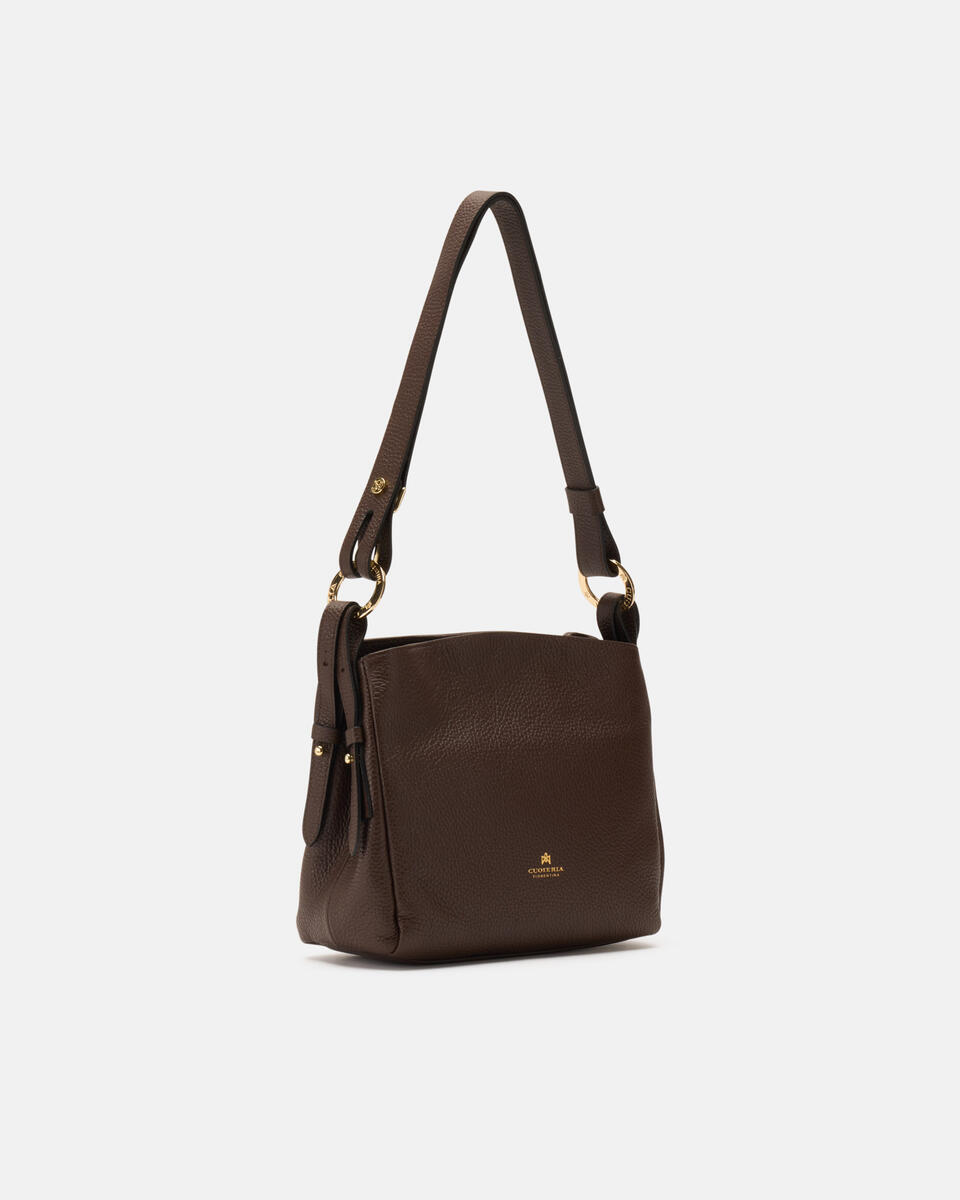 Velvet borsa a spalla piccola con tracolla estensibile Cioccolato  - Borse A Spalla - Borse Donna - Borse - Cuoieria Fiorentina