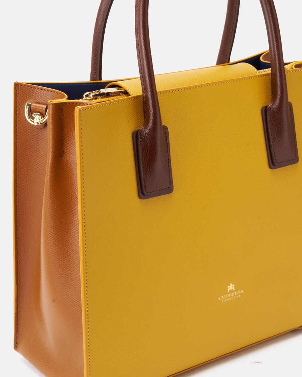 Alice medium tote bag squadrata 3 colori Giallo  - Tote Bag - Borse Donna - Borse - Cuoieria Fiorentina