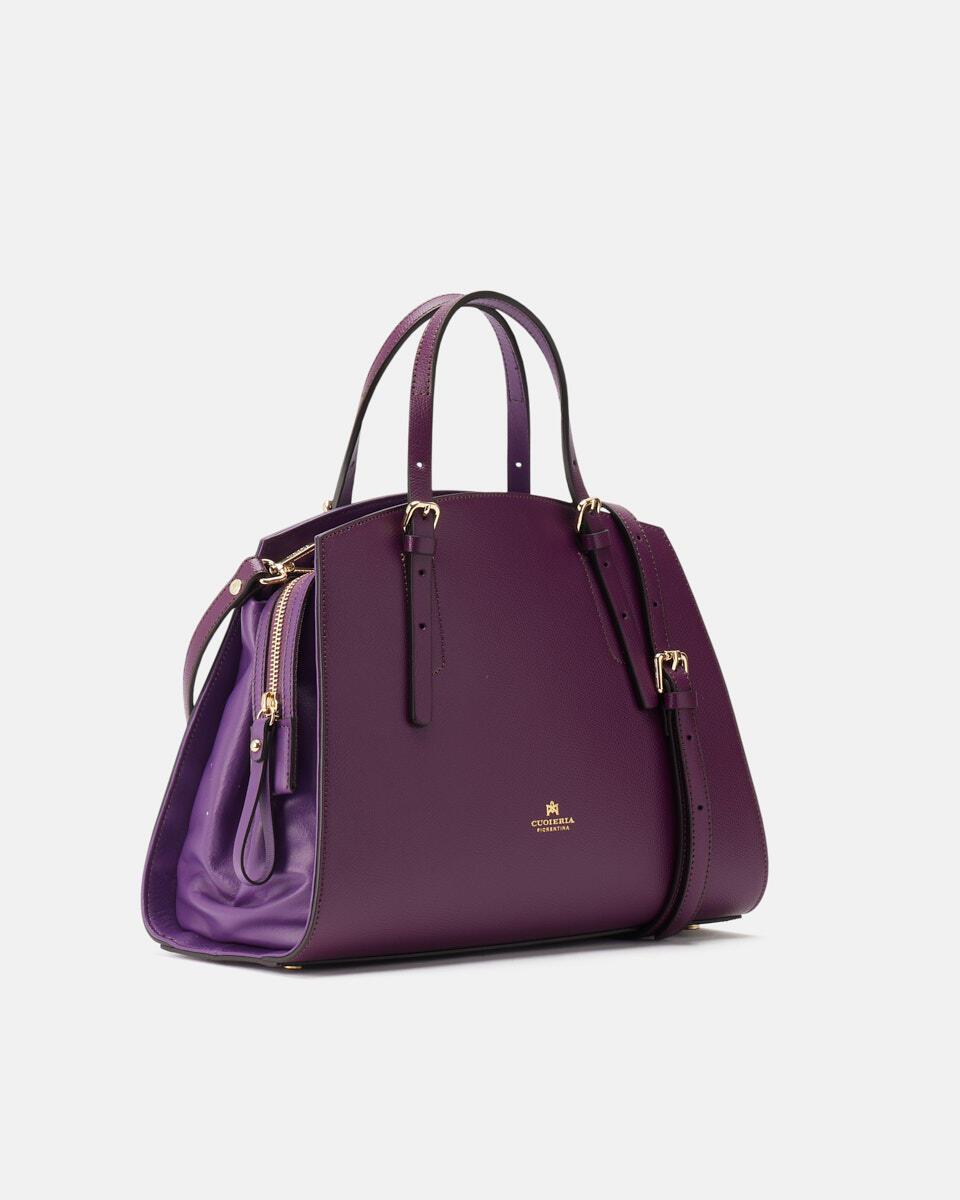 Alice big tote bag pentagonalecon interno foderato Grape  - Tote Bag - Borse Donna - Borse - Cuoieria Fiorentina