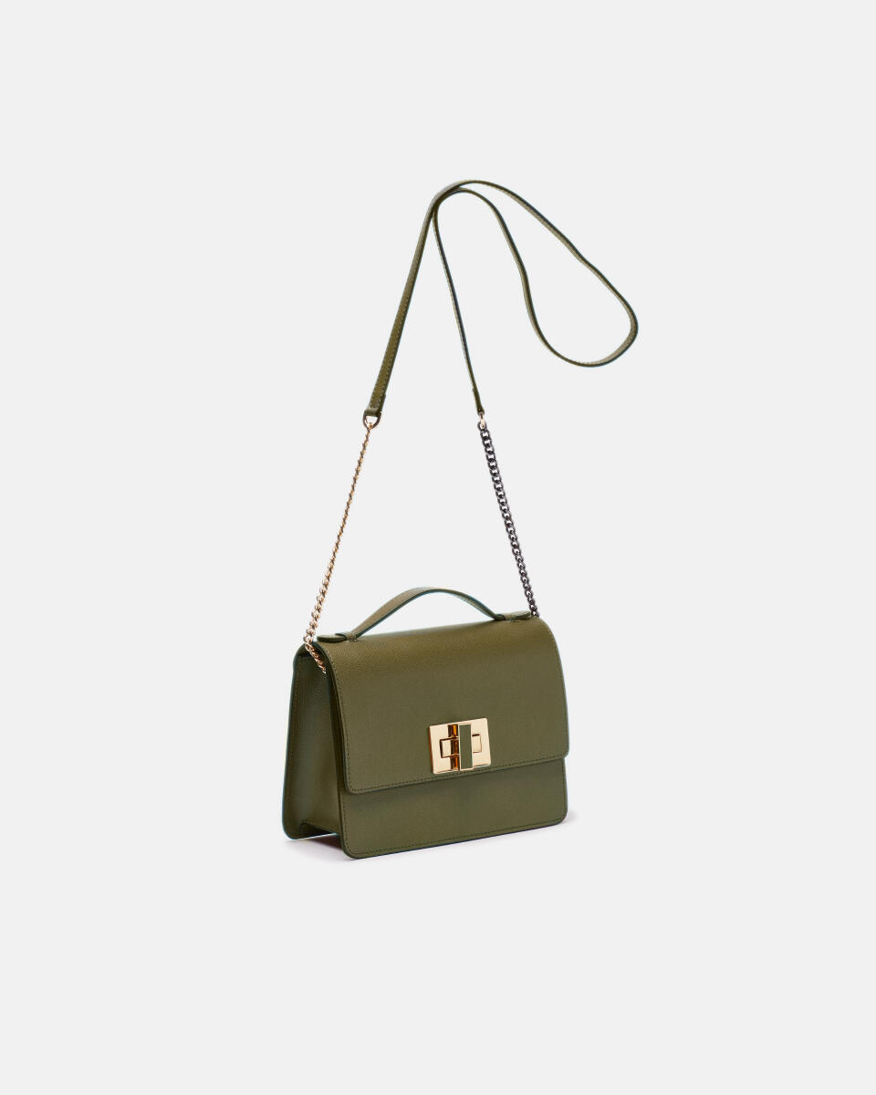 Bella  big crossbodyclutch con tracolla in pelle e metallo Militare  - Mini Bags - Borse Donna - Borse - Cuoieria Fiorentina