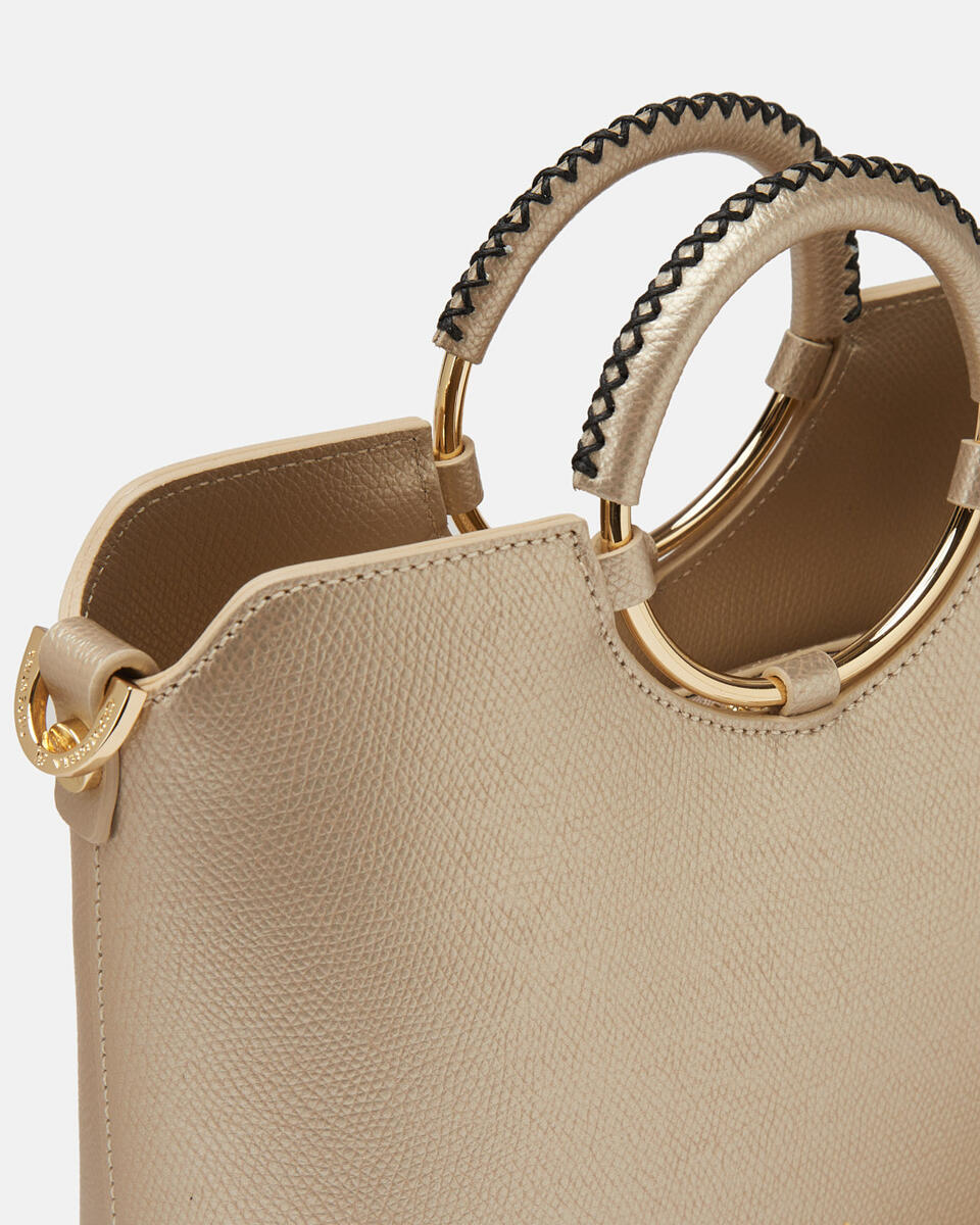 Oblò Mini Xbody in vitello palmellato Oro  - Tote Bag - Borse Donna - Borse - Cuoieria Fiorentina