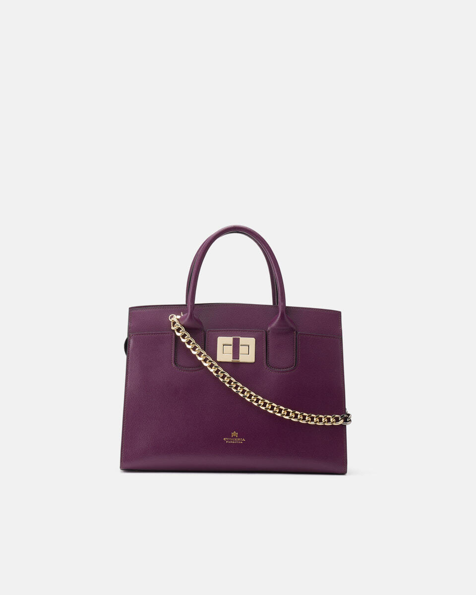 Bella medium tote bag con accessorio metallo Grape  - Tote Bag - Borse Donna - Borse - Cuoieria Fiorentina