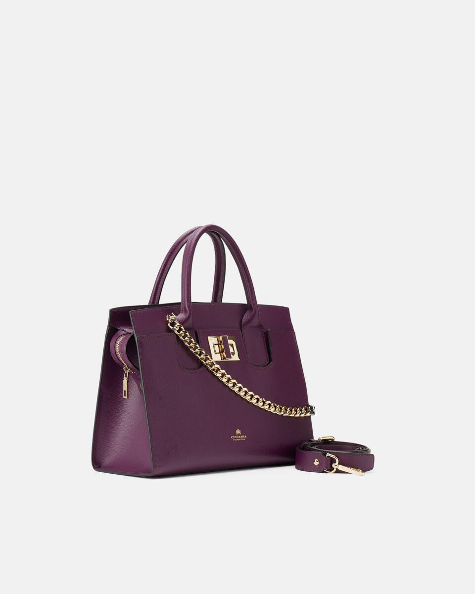 Bella medium tote bag con accessorio metallo Grape  - Tote Bag - Borse Donna - Borse - Cuoieria Fiorentina