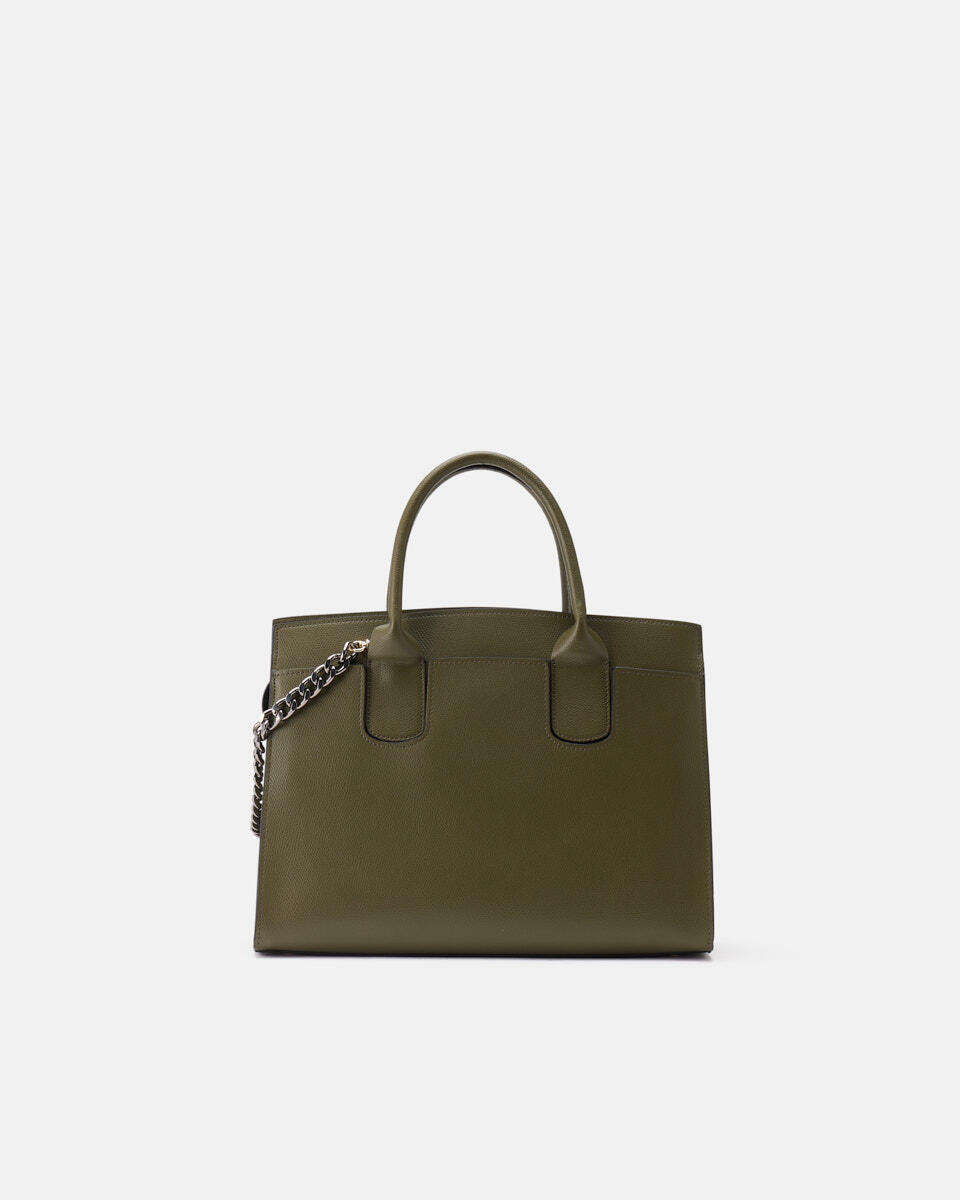 Bella medium tote bag con accessorio metallo Militare  - Tote Bag - Borse Donna - Borse - Cuoieria Fiorentina