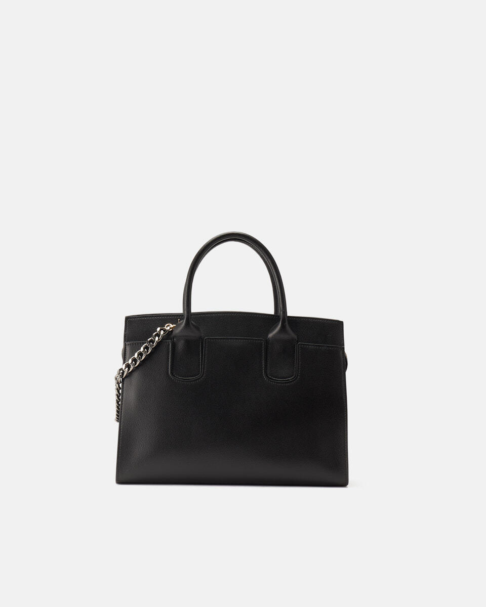 Bella medium tote bag con accessorio metallo Nero  - Tote Bag - Borse Donna - Borse - Cuoieria Fiorentina