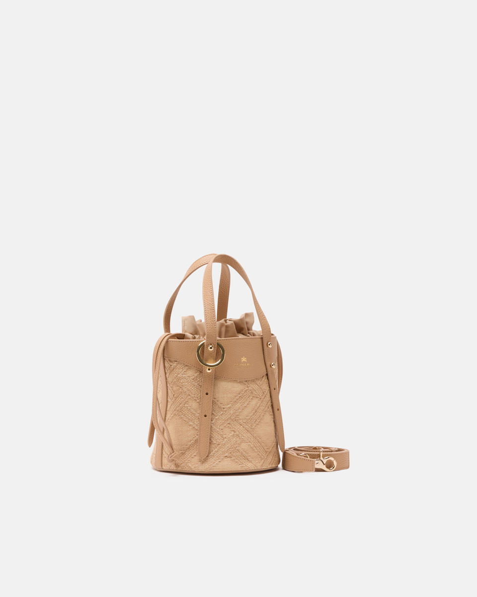 Amber Small bucket pelle e raffia Nude  - Tote Bag - Borse Donna - Borse - Cuoieria Fiorentina