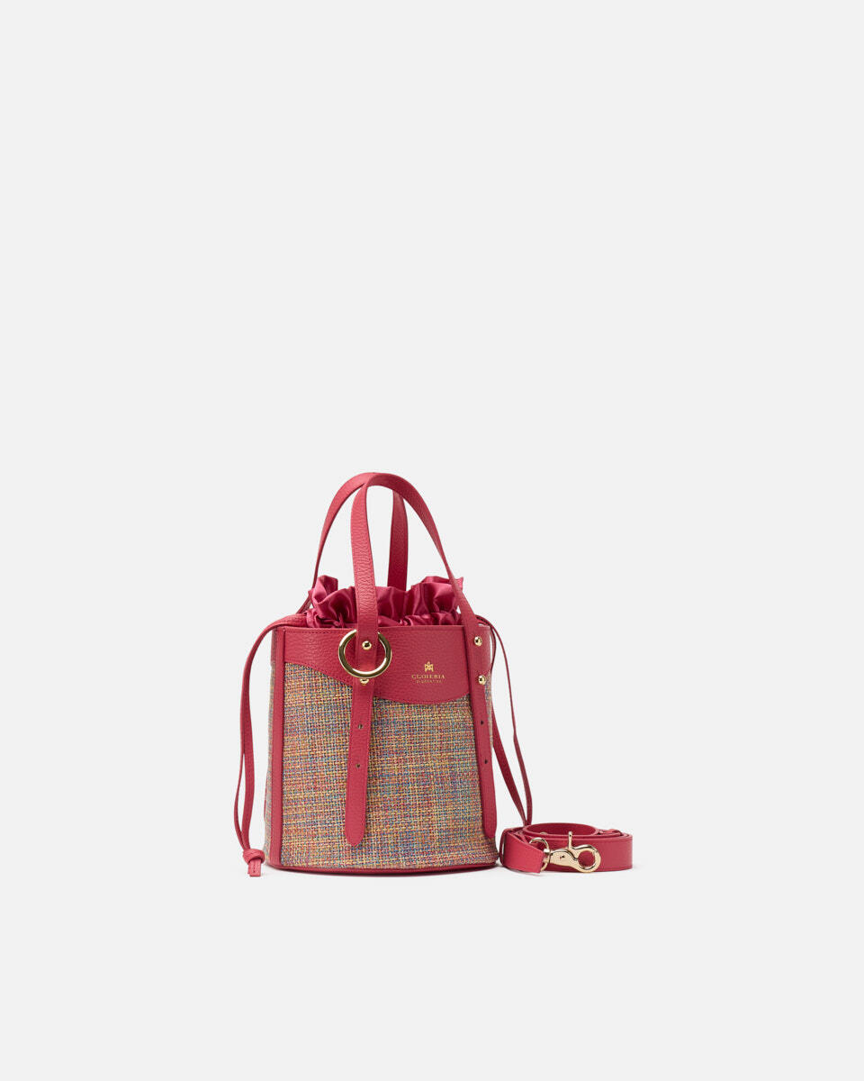 Amber Small bucket pelle e tessuto Lipstick  - Tote Bag - Borse Donna - Borse - Cuoieria Fiorentina