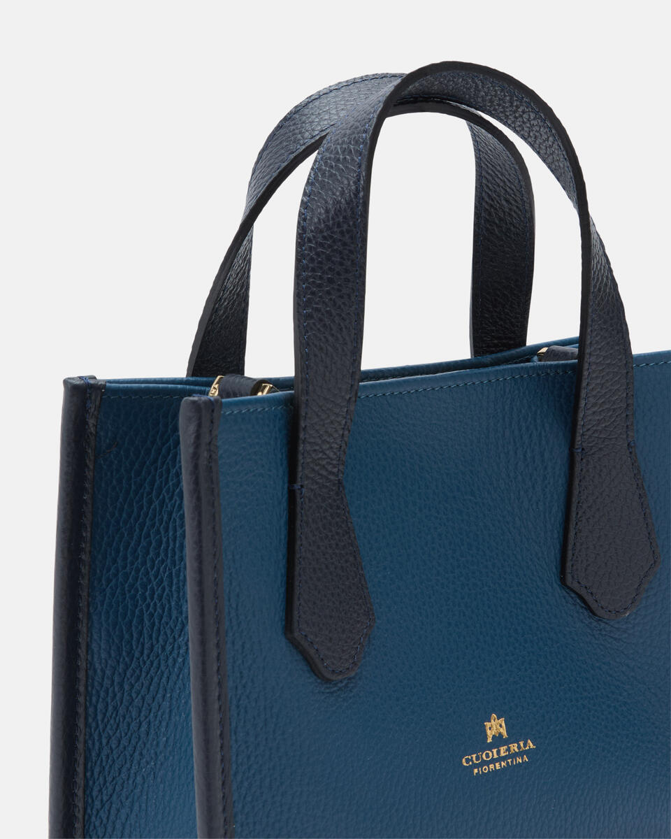 MINI TOTE BAG Tealblue navy  - Tote Bag - Women's Bags - Bags - Cuoieria Fiorentina