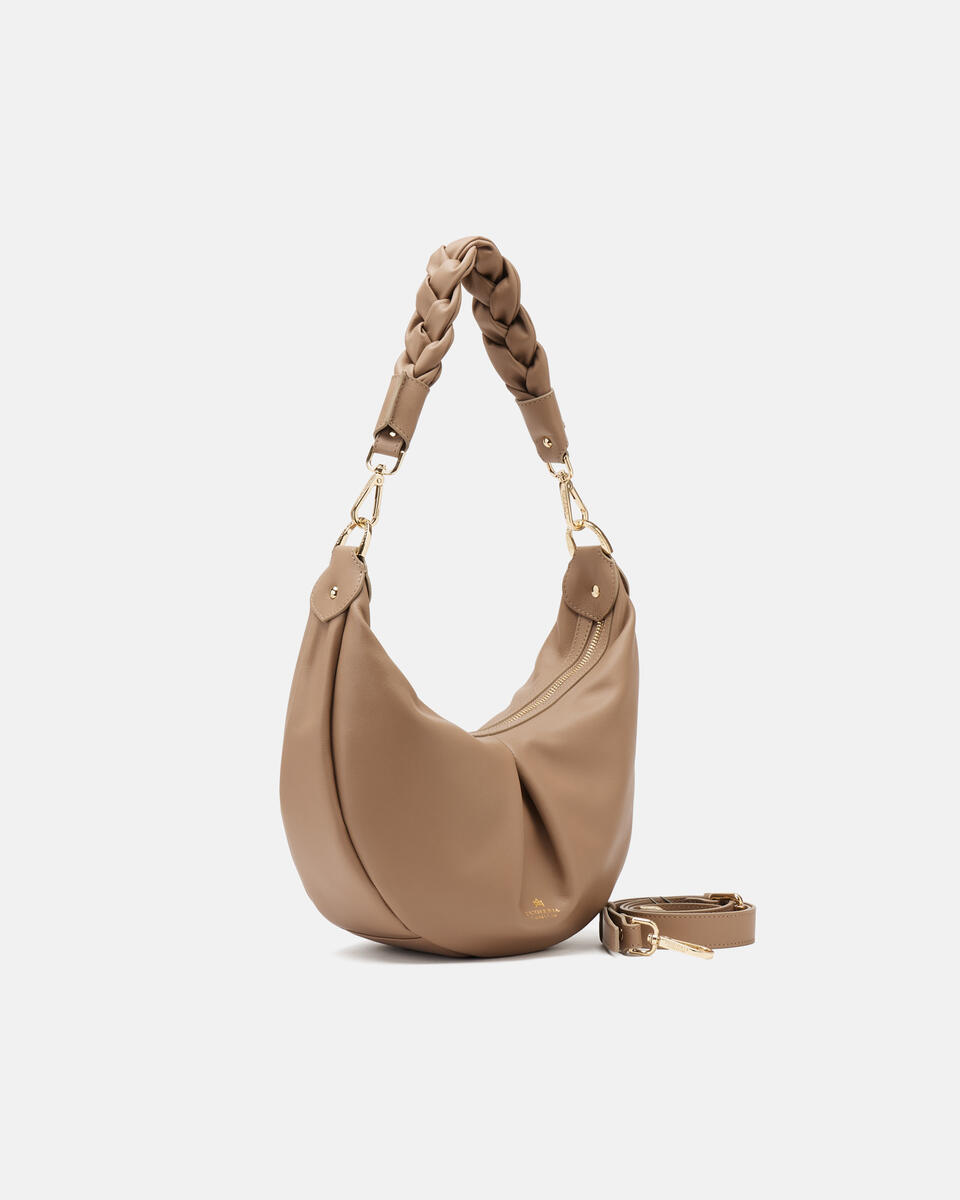 SMALL HOBO BAG Taupe  - Shoulder Bags - Women's Bags - Bags - Cuoieria Fiorentina