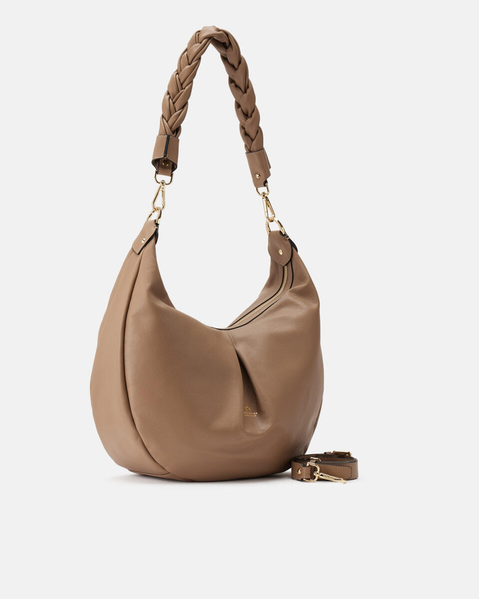 HOBO BAG Taupe  - Shoulder Bags - Women's Bags - Bags - Cuoieria Fiorentina