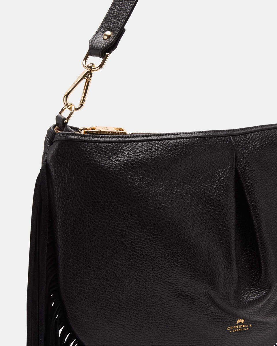 Emma Folk Maxi Pouch Nero  - Borse A Spalla - Borse Donna - Borse - Cuoieria Fiorentina