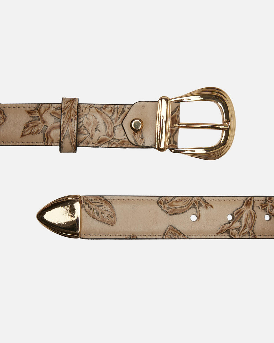 Mimì belt 30 mm metal tip Taupe  - Cinture Donna - Cinture - Cuoieria Fiorentina