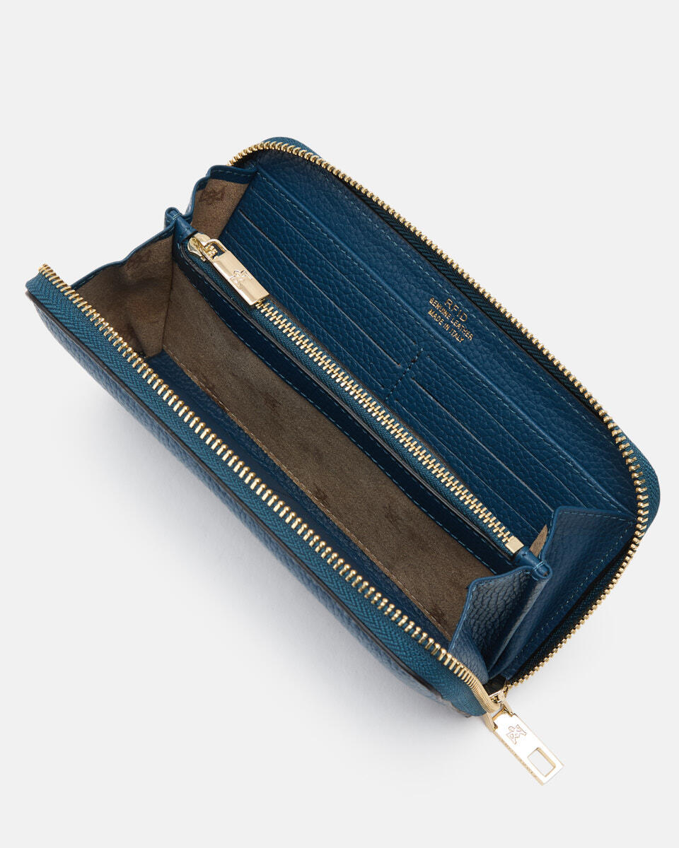 Zip around wallet Teal  - Women's Wallets - Wallets - Cuoieria Fiorentina