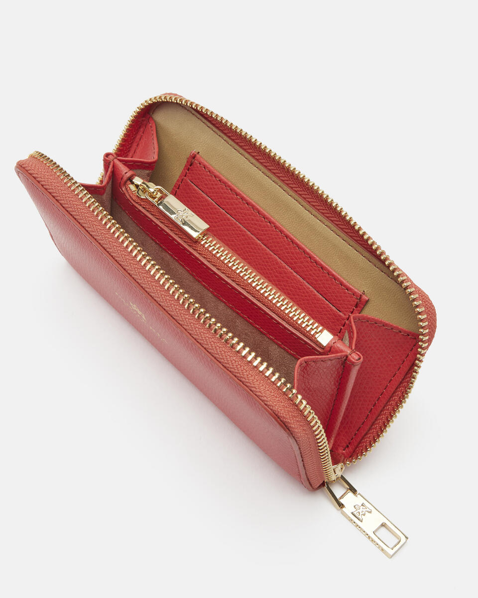 MINI ZIP AROUND WALLET Coral  - Women's Wallets - Wallets - Cuoieria Fiorentina