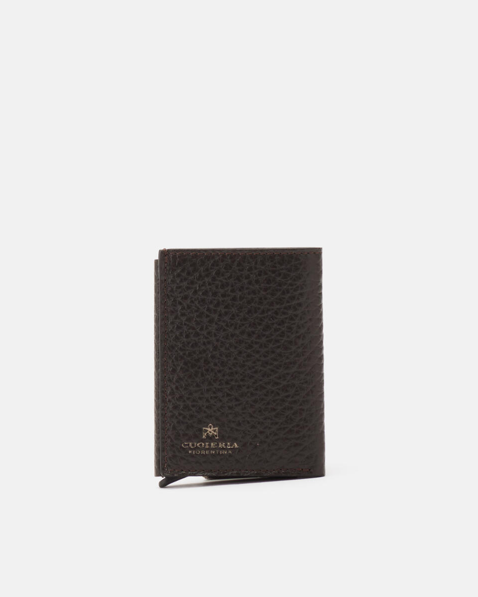 Snap card holder Dark brown  - Men's Wallets - Wallets - Cuoieria Fiorentina