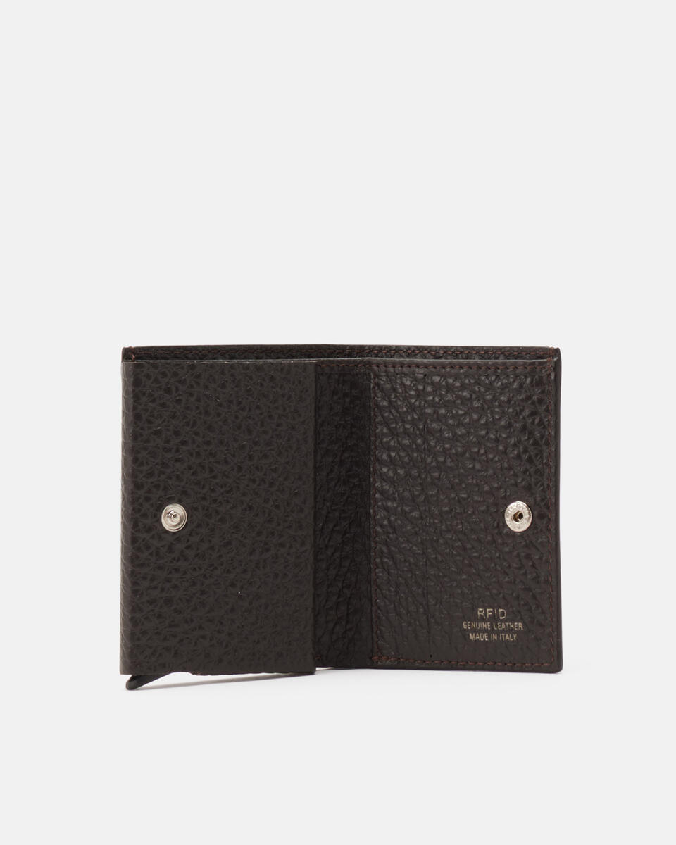 Snap card holder Dark brown  - Men's Wallets - Wallets - Cuoieria Fiorentina