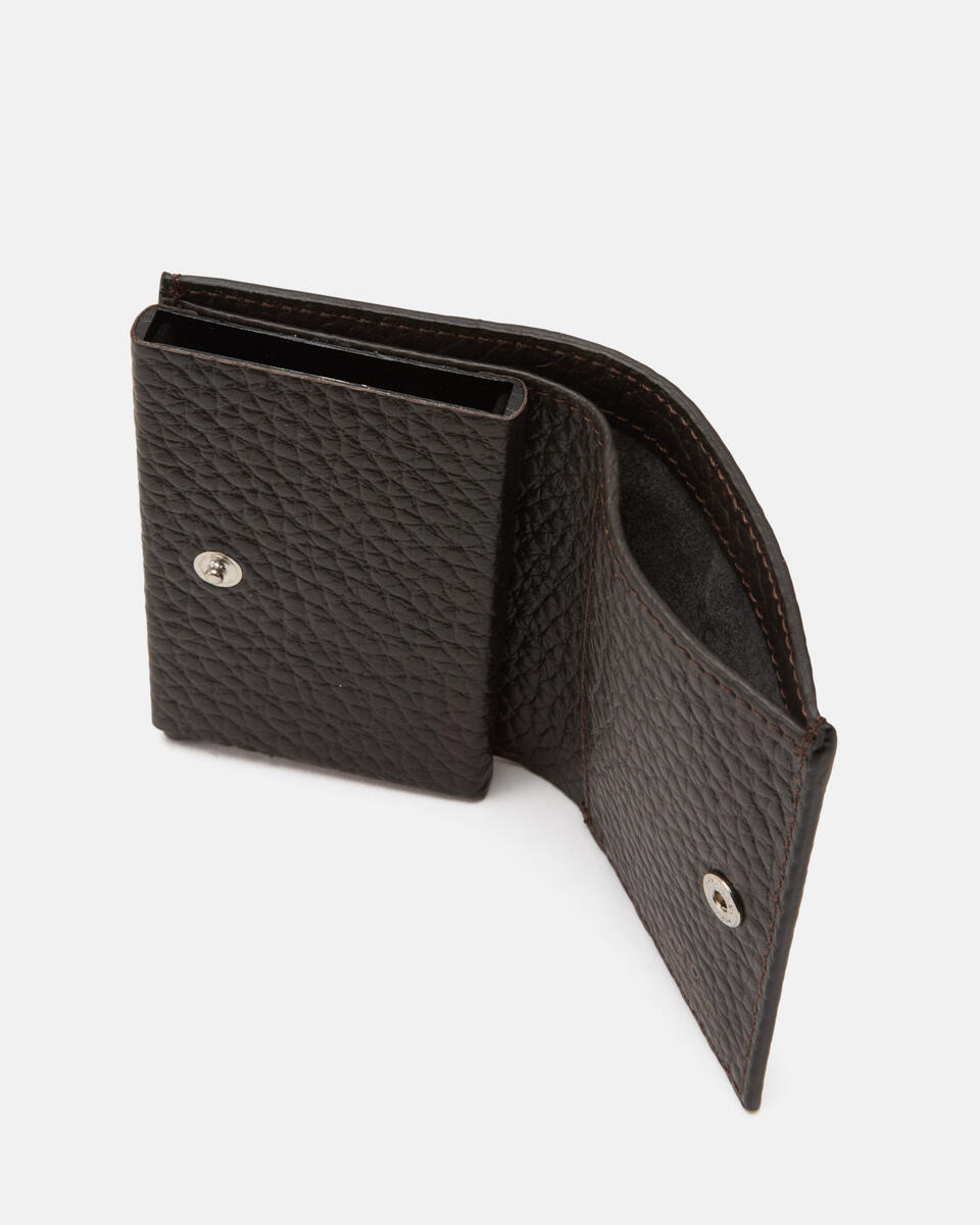 Snap card holder Dark brown  - Men's Wallets - Wallets - Cuoieria Fiorentina