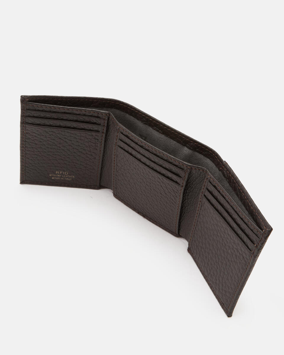 TRIFOLD WALLET Dark brown  - Men's Wallets - Wallets - Cuoieria Fiorentina